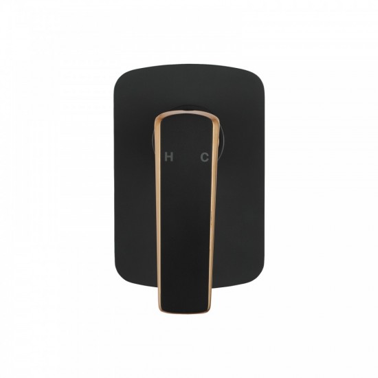 Esperia Matt Black & Rose Gold Shower/Bath Wall Mixer Solid Brass Wall Mounted